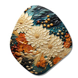 Orange Teal Botanical Whirlwind III - Asymmetric Metal Wall Art