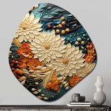 Orange Teal Botanical Whirlwind III - Asymmetric Metal Wall Art