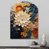 Orange Teal Botanical Whirlwind IV - Asymmetric Metal Wall Art