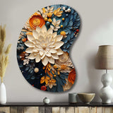 Orange Teal Botanical Whirlwind IV - Asymmetric Metal Wall Art