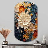 Orange Teal Botanical Whirlwind IV - Asymmetric Metal Wall Art