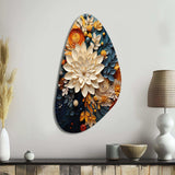 Orange Teal Botanical Whirlwind IV - Asymmetric Metal Wall Art