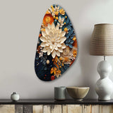 Orange Teal Botanical Whirlwind IV - Asymmetric Metal Wall Art