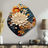 Orange Teal Botanical Whirlwind IV - Asymmetric Metal Wall Art