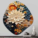 Orange Teal Botanical Whirlwind IV - Asymmetric Metal Wall Art