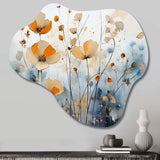 Orange Blue Muted Botanicals II - Asymmetric Metal Wall Art