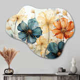 Teal Orange Petal Mosaics I - Asymmetric Metal Wall Art