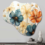 Teal Orange Petal Mosaics I - Asymmetric Metal Wall Art