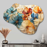 Teal Orange Petal Mosaics II - Asymmetric Metal Wall Art