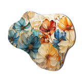 Teal Orange Petal Mosaics II - Asymmetric Metal Wall Art