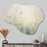 Green Beige Serene Meadows I - Asymmetric Metal Wall Art