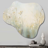 Green Beige Serene Meadows I - Asymmetric Metal Wall Art