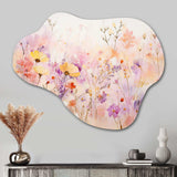 Pink Whimsical Wildflowers I - Asymmetric Metal Wall Art