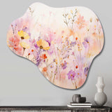 Pink Whimsical Wildflowers I - Asymmetric Metal Wall Art