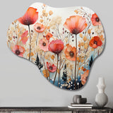 Coral Whimsical Botanical Wilds I - Asymmetric Metal Wall Art