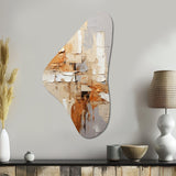 Beige Grey Geometric Collage II - Asymmetric Metal Wall Art