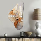 Beige Grey Geometric Collage II - Asymmetric Metal Wall Art