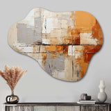 Grey Yellow Orange Impressions - Asymmetric Metal Wall Art