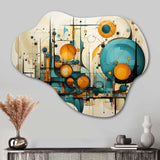 Teal Yellow Abstract Fractal Collage Melodies I - Asymmetric Metal Wall Art