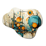 Teal Yellow Abstract Fractal Collage Melodies I - Asymmetric Metal Wall Art