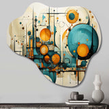 Teal Yellow Abstract Fractal Collage Melodies I - Asymmetric Metal Wall Art