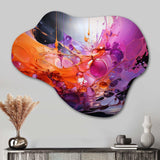 Orange Purple Abstract Fractal Collage Reflections - Asymmetric Metal Wall Art