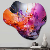 Orange Purple Abstract Fractal Collage Reflections - Asymmetric Metal Wall Art