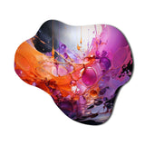 Orange Purple Abstract Fractal Collage Reflections - Asymmetric Metal Wall Art