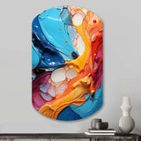 Teal Orange Abstract Fractal Collage Symphony - Asymmetric Metal Wall Art