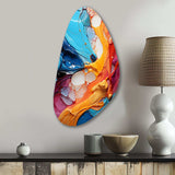 Teal Orange Abstract Fractal Collage Symphony - Asymmetric Metal Wall Art