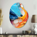 Teal Orange Abstract Fractal Collage Symphony - Asymmetric Metal Wall Art