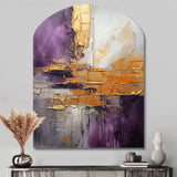 Gold Purple Abstract Fractal III - Asymmetric Metal Wall Art