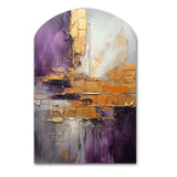 Gold Purple Abstract Fractal III - Asymmetric Metal Wall Art