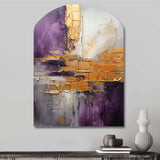 Gold Purple Abstract Fractal III - Asymmetric Metal Wall Art