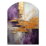 Gold Purple Abstract Fractal III - Asymmetric Metal Wall Art