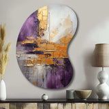 Gold Purple Abstract Fractal III - Asymmetric Metal Wall Art