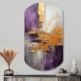 Gold Purple Abstract Fractal III - Asymmetric Metal Wall Art