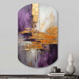 Gold Purple Abstract Fractal III - Asymmetric Metal Wall Art