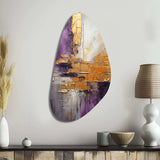 Gold Purple Abstract Fractal III - Asymmetric Metal Wall Art