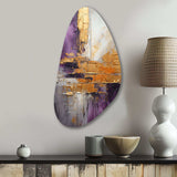 Gold Purple Abstract Fractal III - Asymmetric Metal Wall Art