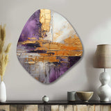 Gold Purple Abstract Fractal III - Asymmetric Metal Wall Art