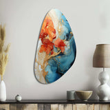 Orange Teal Abstract Fractal - Asymmetric Metal Wall Art