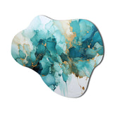 Teal Gold Abstract Fractal Mystic Mirage III - Asymmetric Metal Wall Art