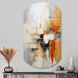 Orange Black Abstract Fractal Impressions - Asymmetric Metal Wall Art