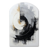 Black And White Zen Spiral II - Asymmetric Metal Wall Art