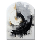 Black And White Zen Spiral II - Asymmetric Metal Wall Art