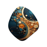 Gold Teal Abstract Spirals II - Asymmetric Metal Wall Art