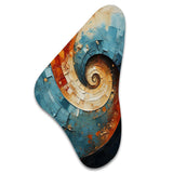 Orange Teal Abstract Spirals I - Asymmetric Metal Wall Art