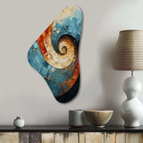 Orange Teal Abstract Spirals I - Asymmetric Metal Wall Art