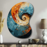 Orange Teal Abstract Spirals I - Asymmetric Metal Wall Art